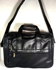 HIT Tech Organizer Laptop Multi Compartment Briefcase Bag Black Faux Leather picture