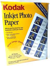 Kodak Inkjet Photo Paper 8 1/2 x 11 Perforated 20 Sheets For 200 Business Cards picture