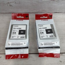 2 Canon PFI-102BK Black Ink Tank 130ml EXP 2017 OEM imagePROGRAF Sealed New FSHP picture