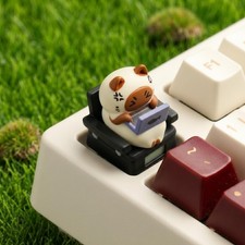 Office Cat Artisan Keycap Resin Keyboard Keycap, Funny Burnout Desk Accessory picture