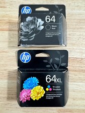 HP 64 Combo Ink Cartridges 64 Black 64XL Color NEW GENUINE - 2 PACK picture