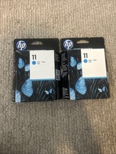 2 Pack Genuine HP 11 Cyan Ink Cartridges C4836A New Sealed Expired 2013 2014 OEM picture