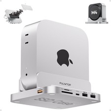 PULWTOP Mac mini M4 Dock with 4TB M.2 SSD Enclosure, 8-in-1 Aluminum Vertical... picture