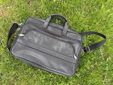Protocol Vintage Black Leather Computer Bag 20 Pocket, Excellent Condition picture