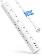 NTONPOWER 25 FT Long Surge Protector Power Strip, 14/3 Flat Extension Cord w 12  picture