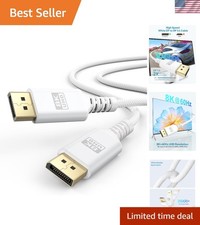8K White DisplayPort Cable 3.3FT, Display Port 1.4 Cable DP Cord picture