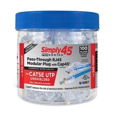 Simply45 ProSeries Cat5e Unshielded PassThrough RJ45 Modular Plugs/Cap45 - 100PK picture