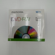 Memorex 05512 DVD Rewritable Media - DVD-RW - 4x - 4.70 GB - 10 Pack Jewel NOS picture