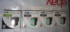 LD LOT Of 4 HP 74 BLACK & 75 TRI-COLOR Ink CARTRIDGES~Combo Pack, CC659FN~2018 picture