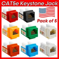 5x Cat5e Keystone Jack 8P8C RJ45 Connector Ethernet 110 Punchdown Patch Panel picture