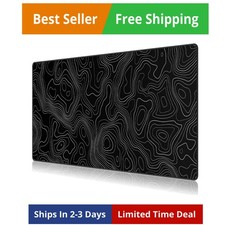 Black Topographic Large Gaming Mouse Pad, XXL Mousepad, Big Mouse Mat Desk Pa... picture