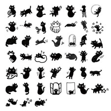 Adorable Mini Black Cat Stickers – 45 Unique Designs Small Paper picture
