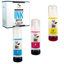3 PK Color Ink Bottles for Epson 502 CMY Bottle Replacement Fits Ecotank ET 4850 picture