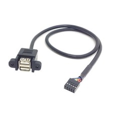 Cablecy Dual USB 2.0 A Type F to Motherboard 9-P Header Cable with Panel picture