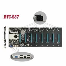 BTC-S37 Miner Motherboard 8 GPU 8 PCIE x16 Graphics Card w/ Cpu DDR3 VGA HDMI picture