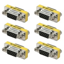 6 Pcs DB15 HD D-Sub 15-Pin VGA SVGA Female to Female Coupler Gender Changer Gold picture