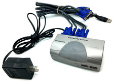 MINIVIEW IOGEAR 2 PORT MASTER VIEW USB KVM SWITCH GCS102U CS-102U W/ CABLES picture