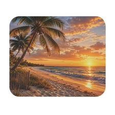 Tropical Sunset Beach Mouse Pad Palm Trees Ocean Shore Vacation Office picture