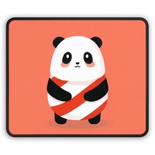 Kawaii Panda Wrapped in Ribbon Gaming Mouse Pad | Cute Cartoon Desk Mat picture