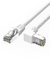90 Degree CAT6 Ethernet Cable Right Angle Upward Angled White 3.3FT, UP picture