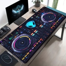 Large-Sized Esports Game Mouse Pad, Neon DJ Console Sci-Fi Pattern, Anti-Slip, picture