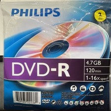 Philips Dvd- R 2 Pack Disc 4.7 GB 120 Min 1-16x Speed Lot of 6  New picture