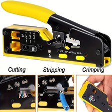 RJ45 Crimp Ethernet Pass through Crimper Crimp Tool Kit Network Cat5 Cat6 Cat7 picture
