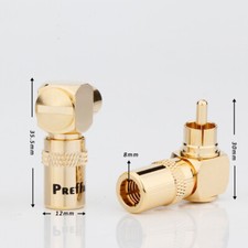 4PCS Gold Plated Copper Angled RCA Plug Male Connector Screws locking picture