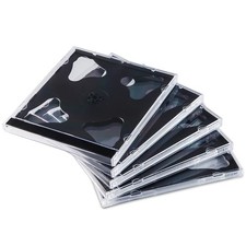 25 Pack Clear CD Jewel Case Standard Double 10.4mm Black Tray 2 Discs picture
