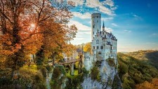Landscape r nature cliff fall trees sunlight castle Custom Gaming Mat Desk picture