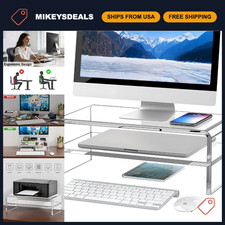 Clear Acrylic Monitor Stand Riser, 2-Tier Desk Organizer, 5.12