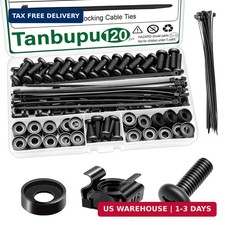 120Pcs M6 x 16mm Rack Mount Cage Nuts, Screws, Washers and Self-Locking Cable Ti picture