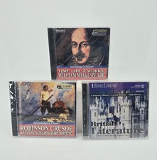 Lot of 3 Sealed Literary Educational PC CD-ROMs Shakespeare Robinson Crusoe picture