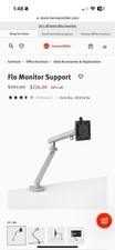 USED HERMAN MILLER CBS FLO MONITOR ARM CLAMP MOUNT SILVER picture
