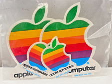 4 Vintage Original 1980s Apple Macintosh Computer Logo Rainbow Decal Stickers picture