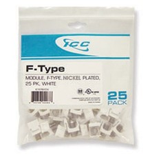 ICC MODULE F-TYPE NICKEL PLATED 25 PK WHITE IC107BFCWH UPC 633758023399 picture