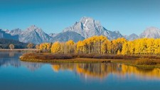 Landscape nature fall mountains sky clear reflection Custom Gaming Mat Desk picture