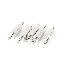 VizGiz 5 Pack 3.5mm Male to Coupler Extension Cable Joiner 1/8 Silver  picture