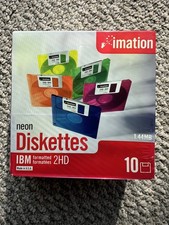 Package of 10 Imation Neon Diskettes IBM Formatted 2HD 1.44MB New Sealed picture