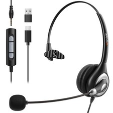 Wantek headphone With Microphone 3.5mm/USB Wired Headset for PC/Laptop/Phones picture