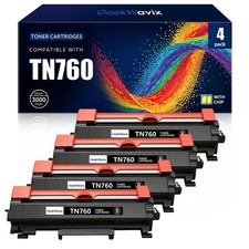 TN760 Toner Cartridge 4-Pack Compatible for Brother HL-L2395DW, MFC-L2750DW, etc picture