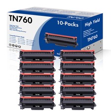 10 Pack TN760 TN730 with Chip for Brother TN-760 Toner HL-L2390DW L2370DWXL picture