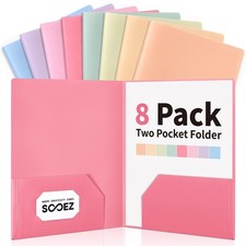 File Folders 8 Pack Plastic 2 Pocket Pastels Colors Sooez Pockets picture