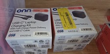 4 pk ONN Dual-Port USB-C  USB Laptop Charging Kit Fast  Power Delivery 6ft picture