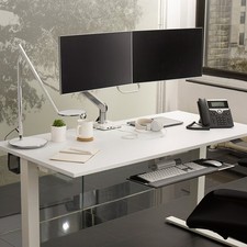 Humanscale M8 Dual Monitor Arm with M/Connect 2 Docking Station and Neat Tech picture