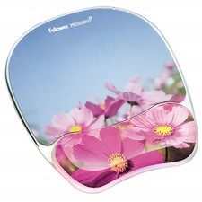 Fellowes Photo Gel Mouse Pad w/Wrist Rest - Pink Flowers picture