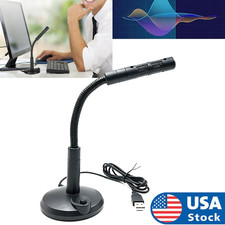 For PC Desktop Laptop Computer Mini Condenser Microphone USB Stand Recording Mic picture