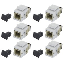 6 Pcs SC UPC Fiber Optic Simplex Multi Mode Keystone Jack Coupler Snap In Ivory picture