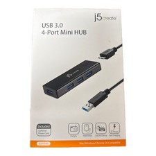 j5create JUH340 USB 3.0 4-Port Mini Hub Black w Power Port picture