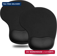 JIKIOU Ergonomic Mouse Pad with Gel Wrist Rest 2 Pack, Portable Small Black picture